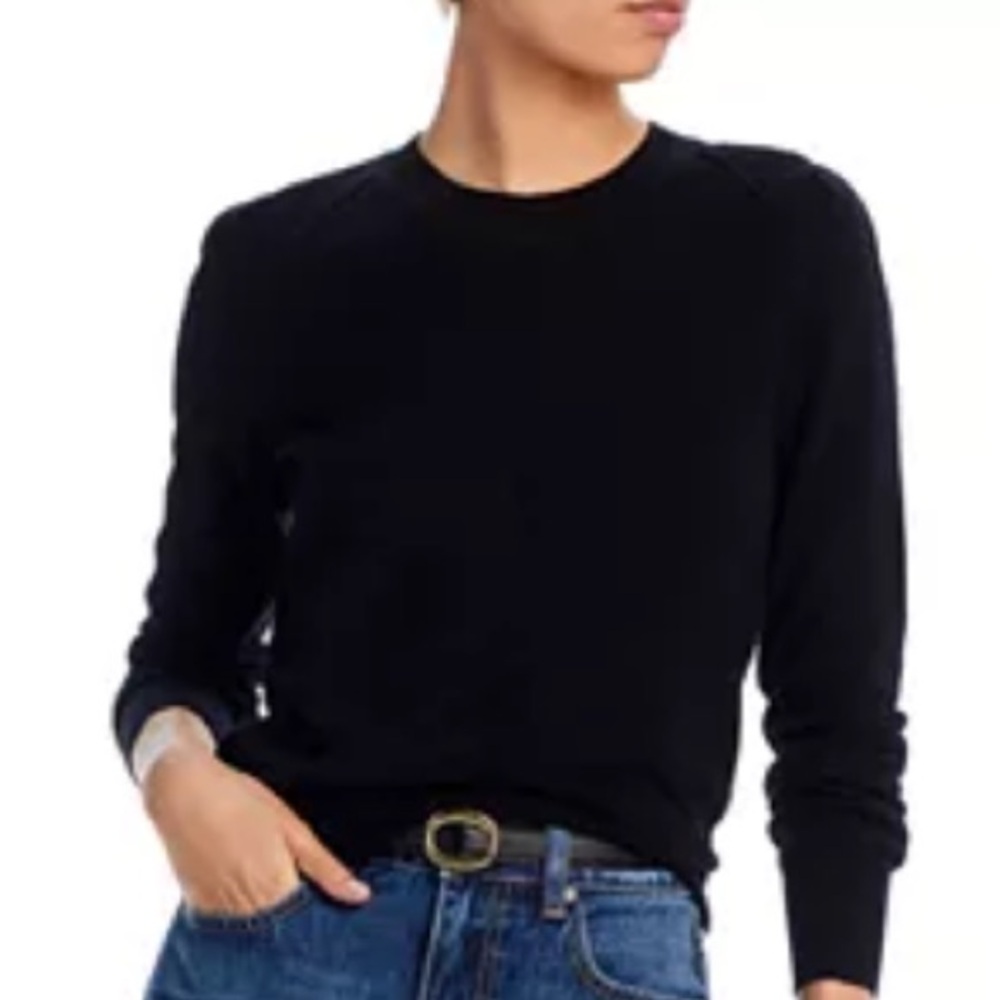 Aqua Cashmere XS Black speckled sweater w zipper